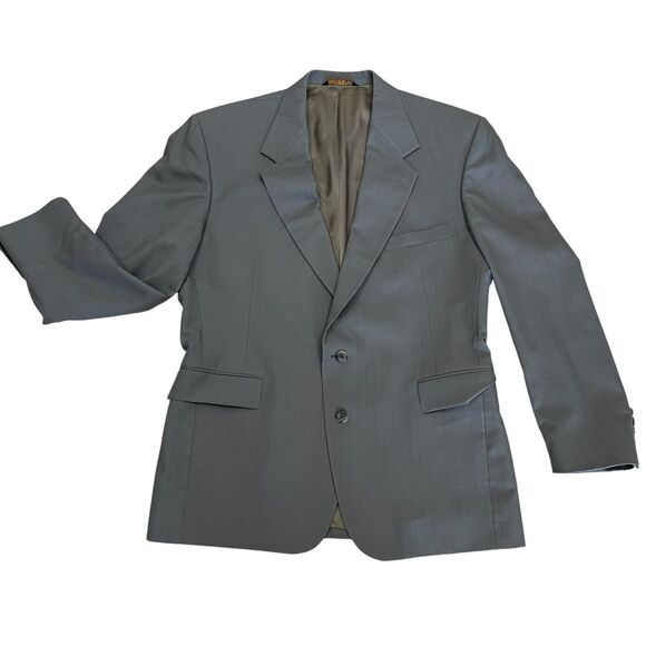 John Clarenton Sports Blazer Jacket Men's 44R Gray 2 Button Single Breast Suit - Picture 12 of 14